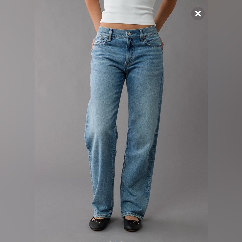 American Eagle AE Strigid Low Rise Ex-Boyfriend Straight Jeans Sz 00 27 Denim